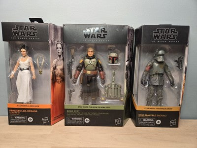 SW Black Series Lot: Boba Fett, Leia, Migs Mayfeld MIB