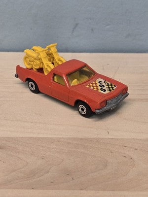 1977 Matchbox #60 Holden Pickup Red w/ Motorcycles